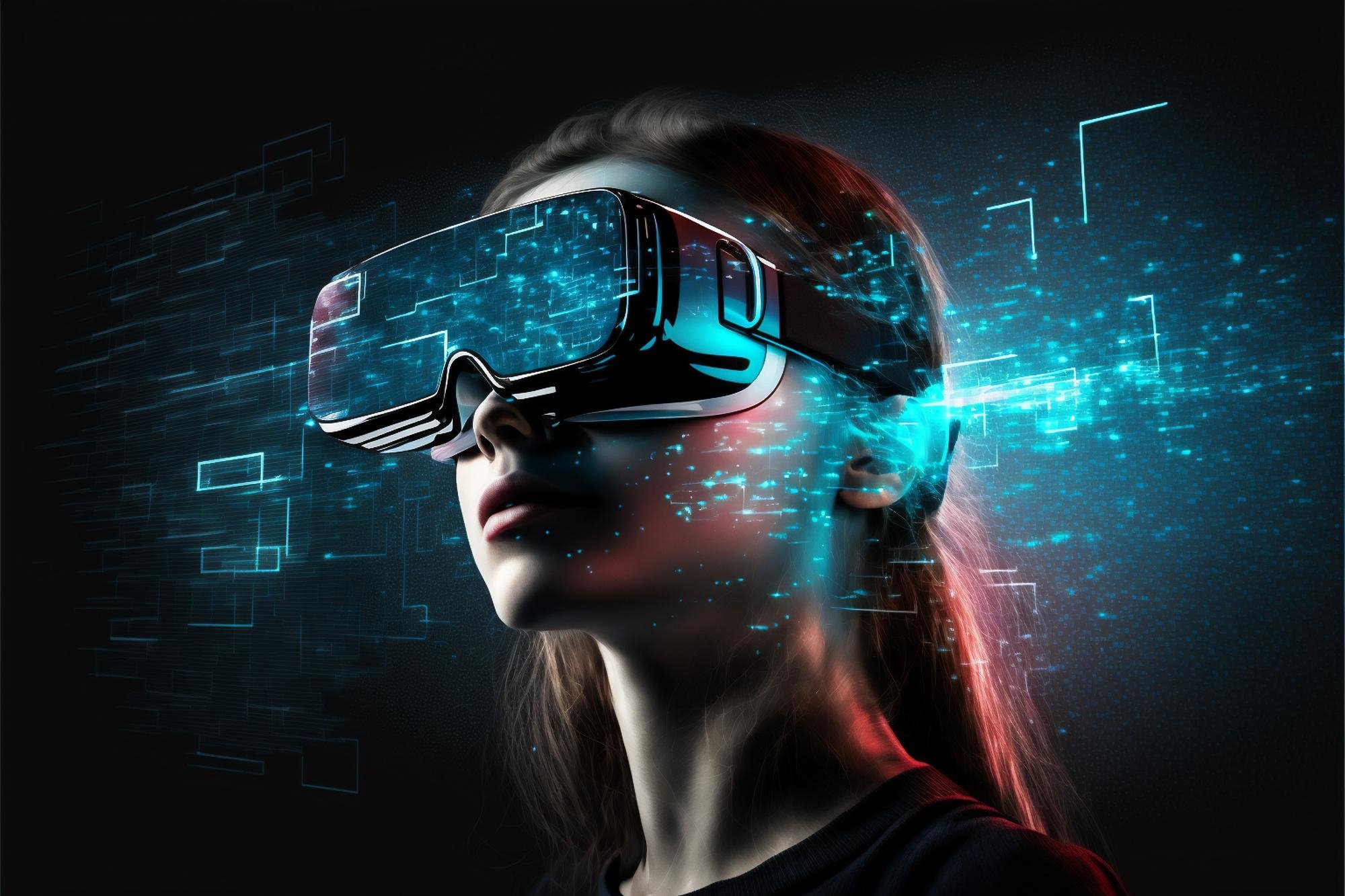 Metaverso em pessoa com dispositivo de realidade virtual