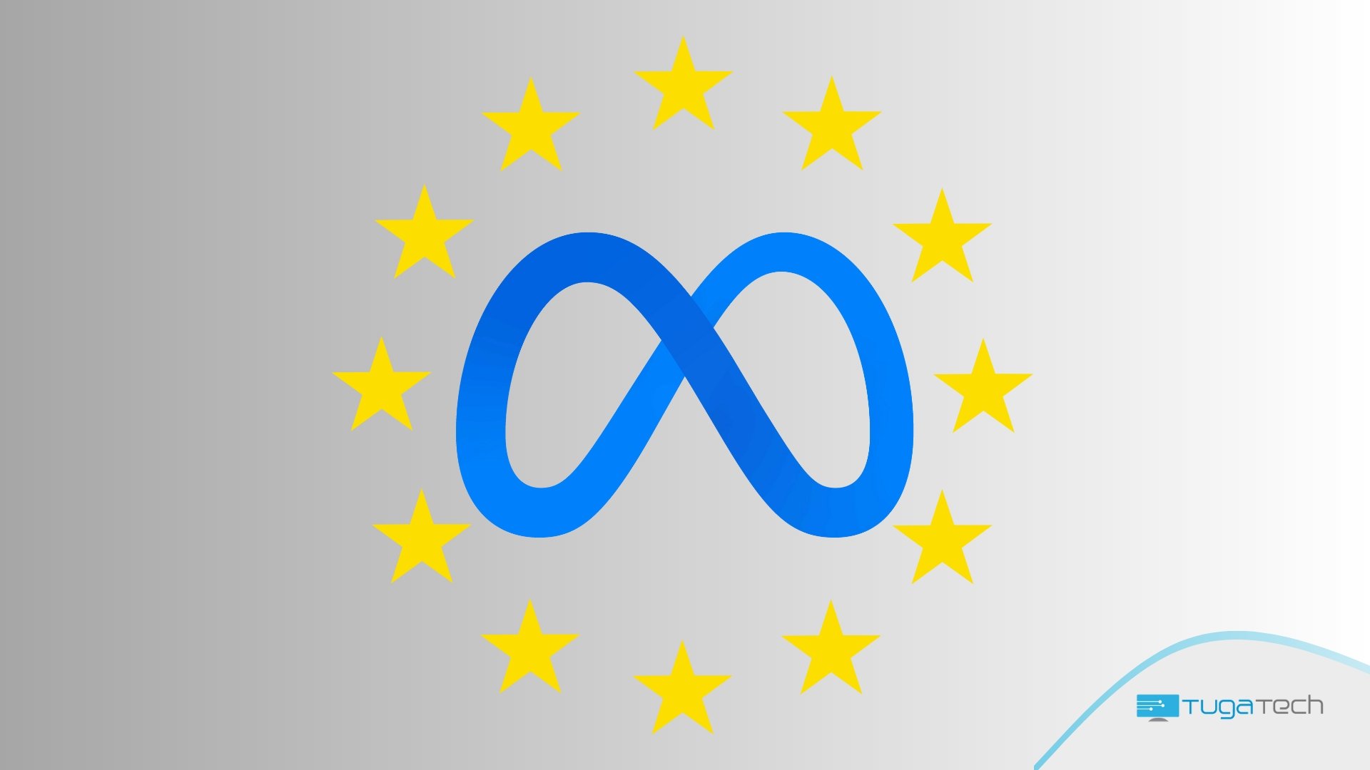 Meta logo sobre fundo da União Europeia