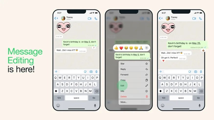 WhatsApp com edição de mensagens