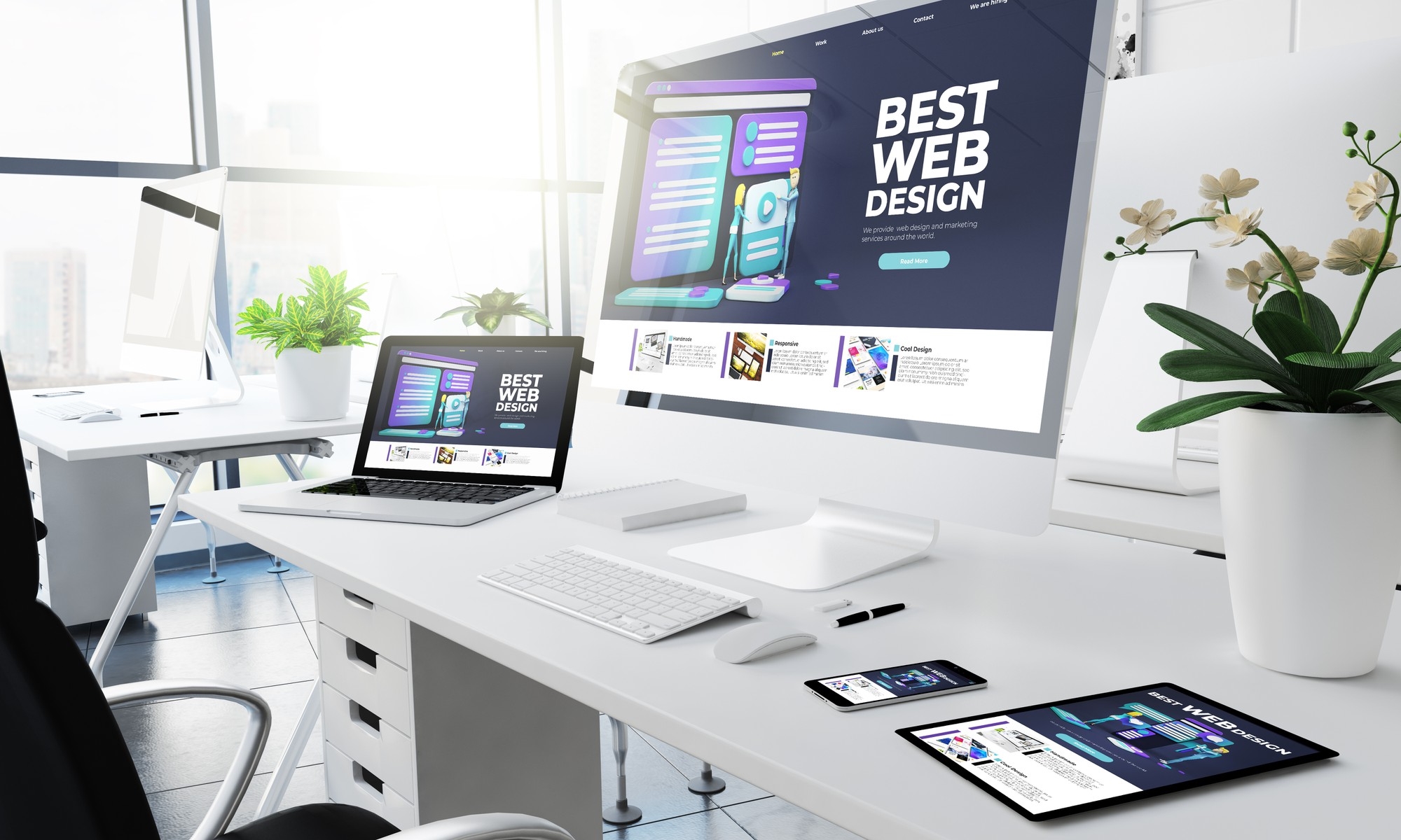 Construtor de websites em computador de design