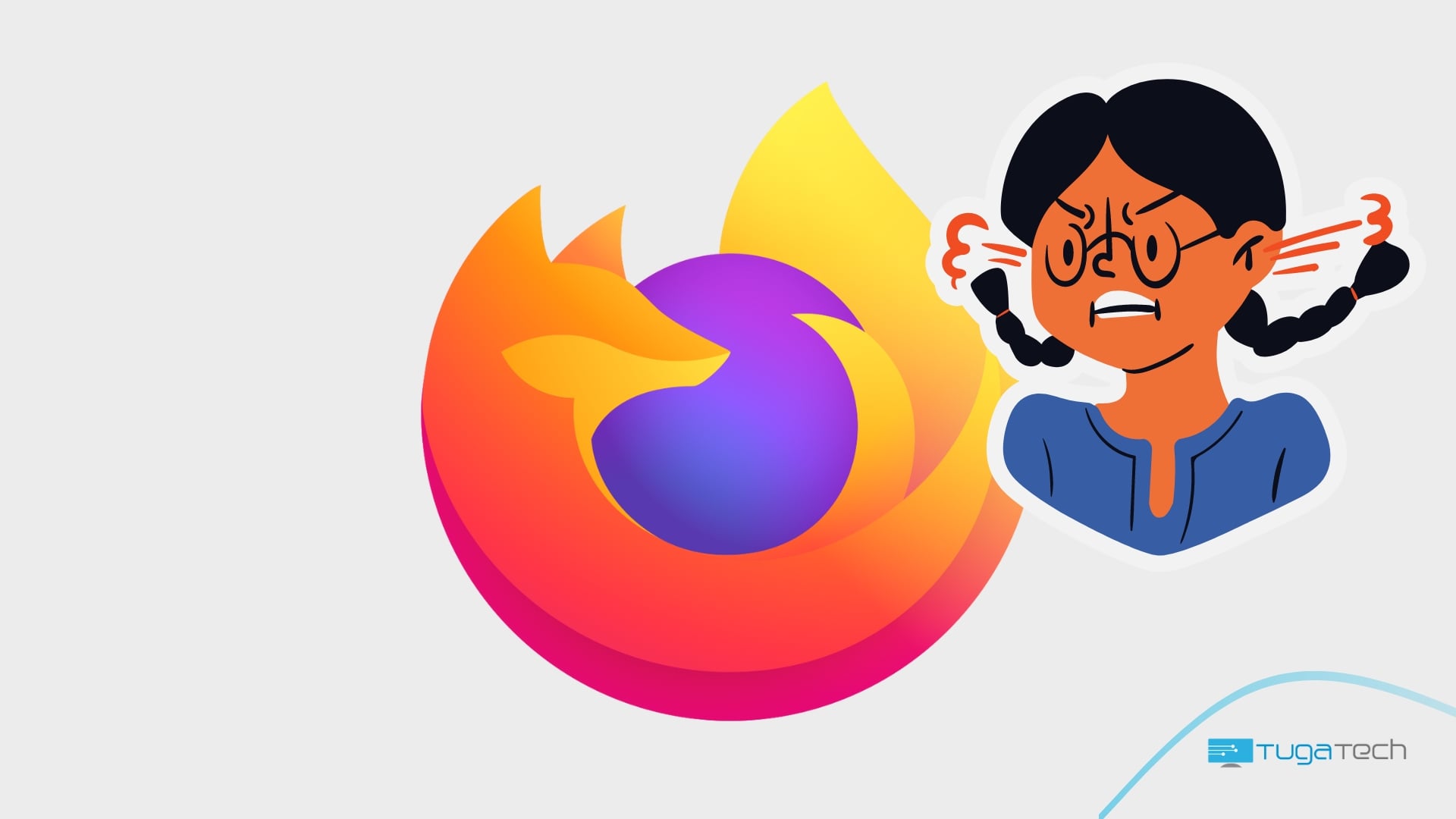 Logo do Firefox com utilizador chateado