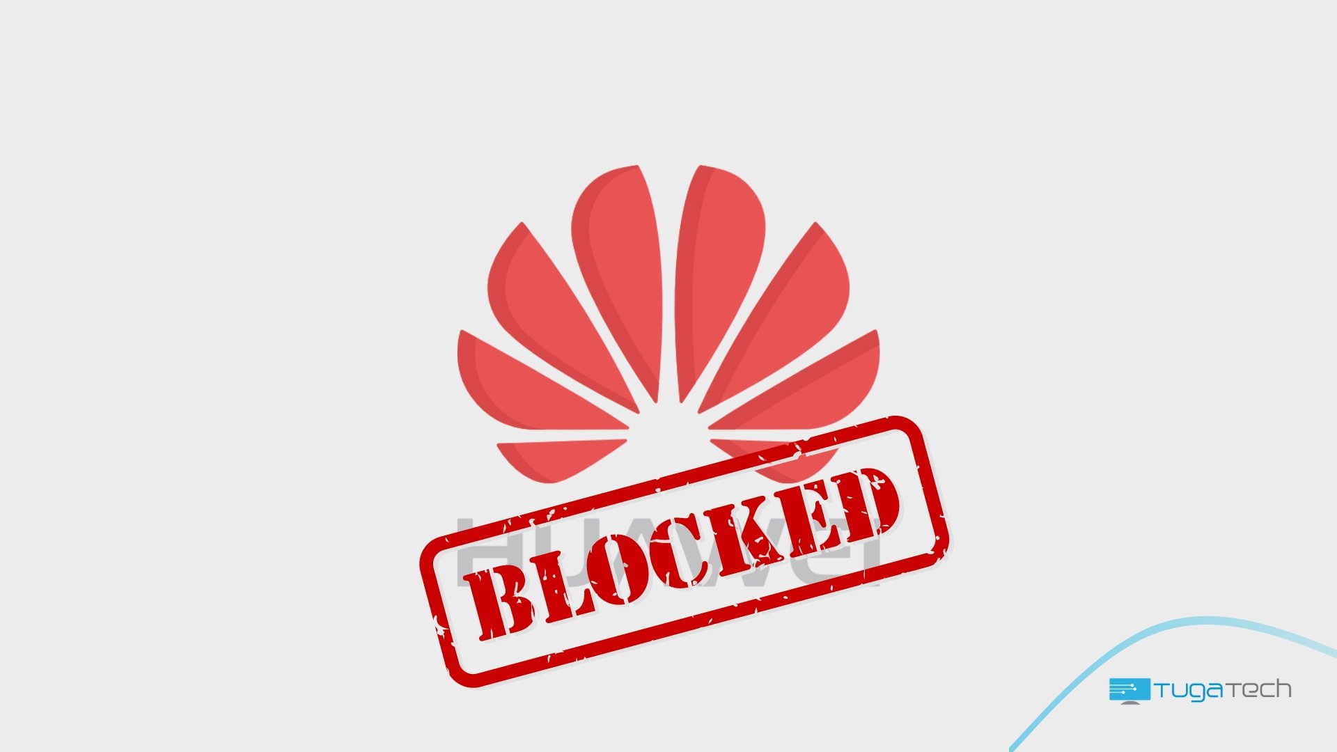 Logo da Huawei com sinal de bloqueada