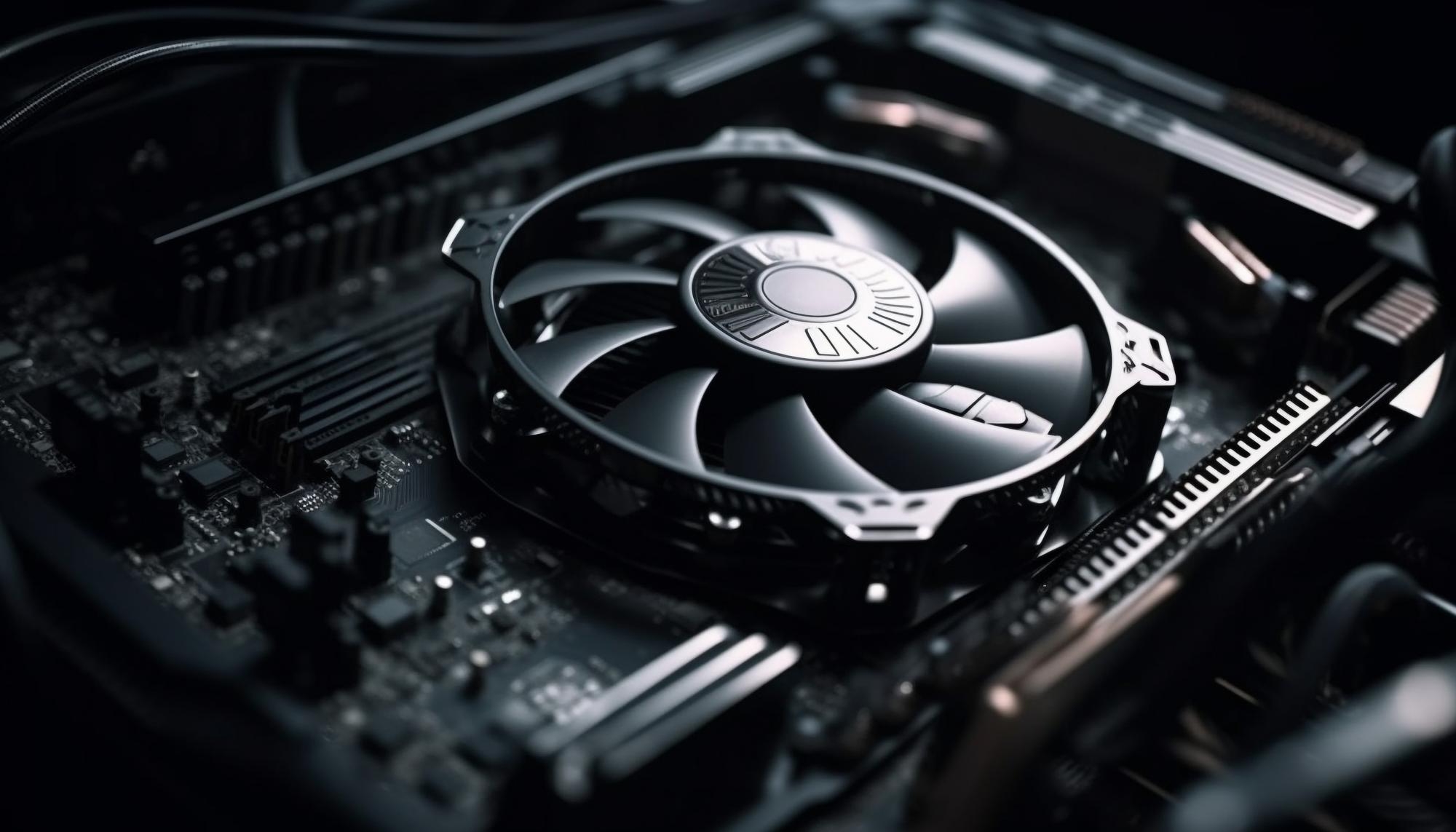 Processador de computador com ventoinha em cima