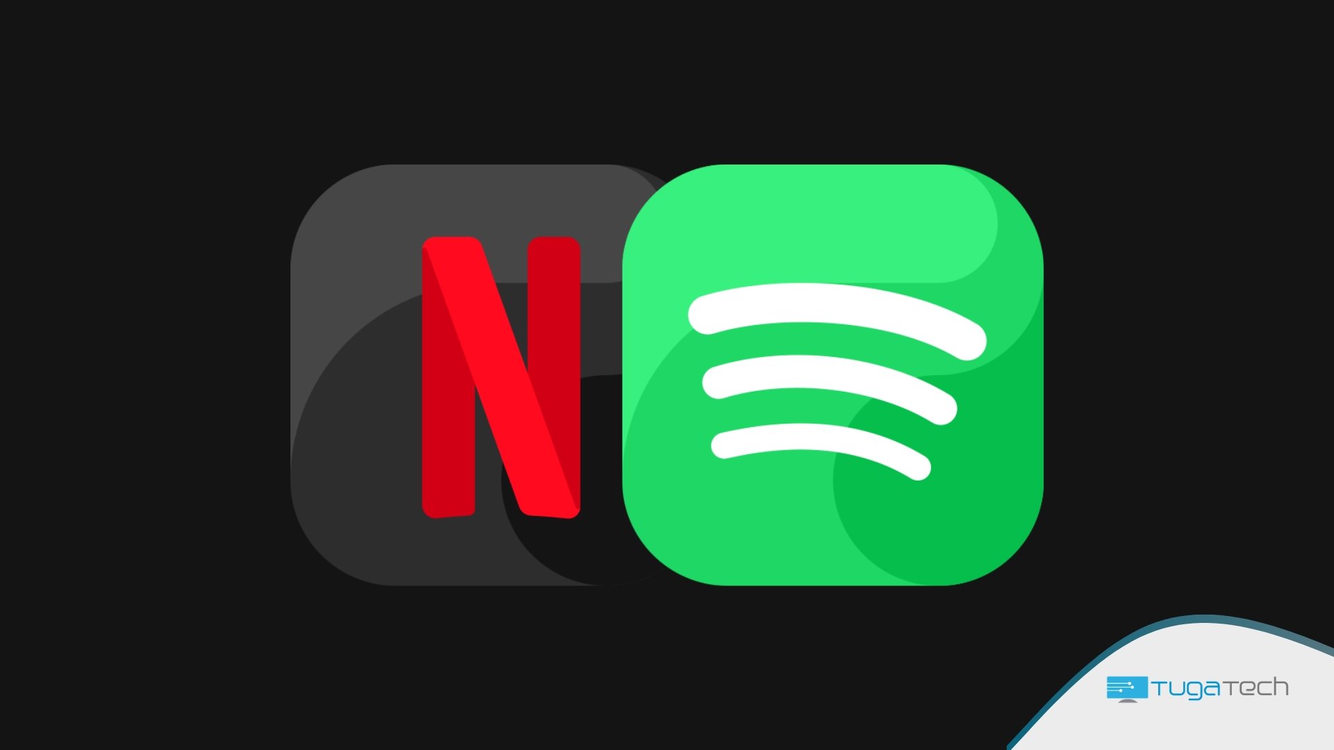 Netflix e Spotify em dois logos das plataformas