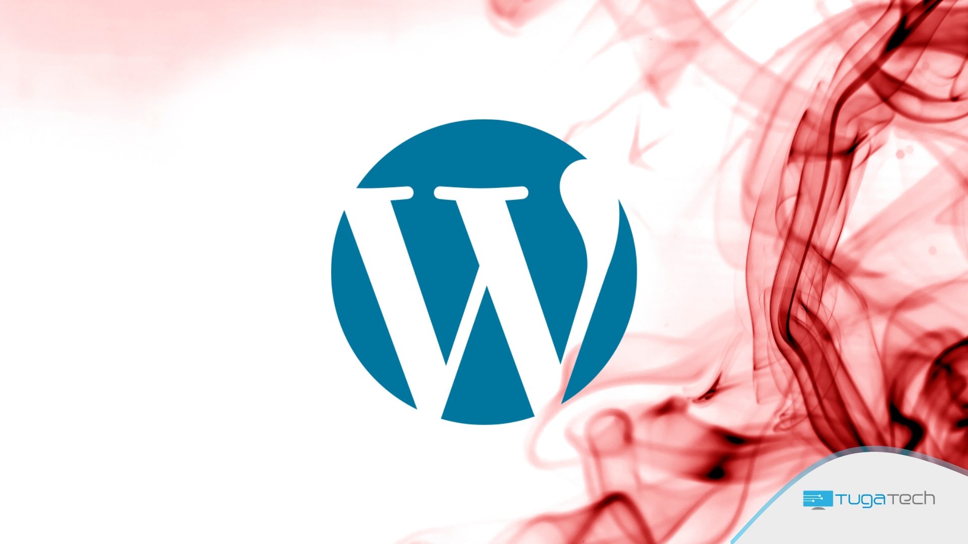 WordPress logo sobre fundo de fumo vermelho