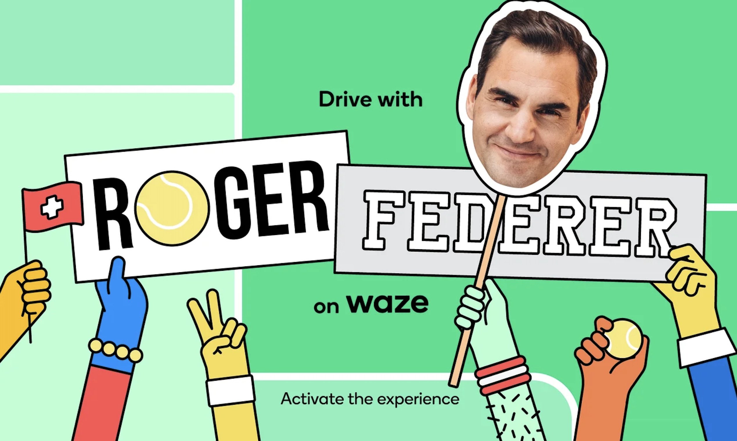 Waze com Roger Federer