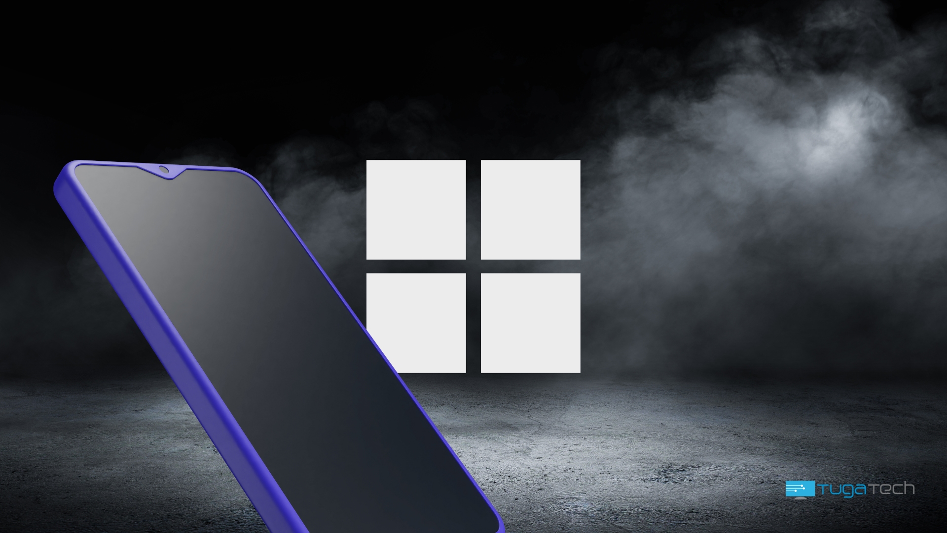 Logo do Windows 11 com smartphone