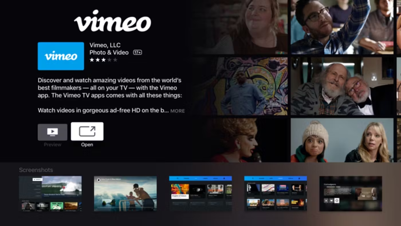 Apps da Vimeo na TV