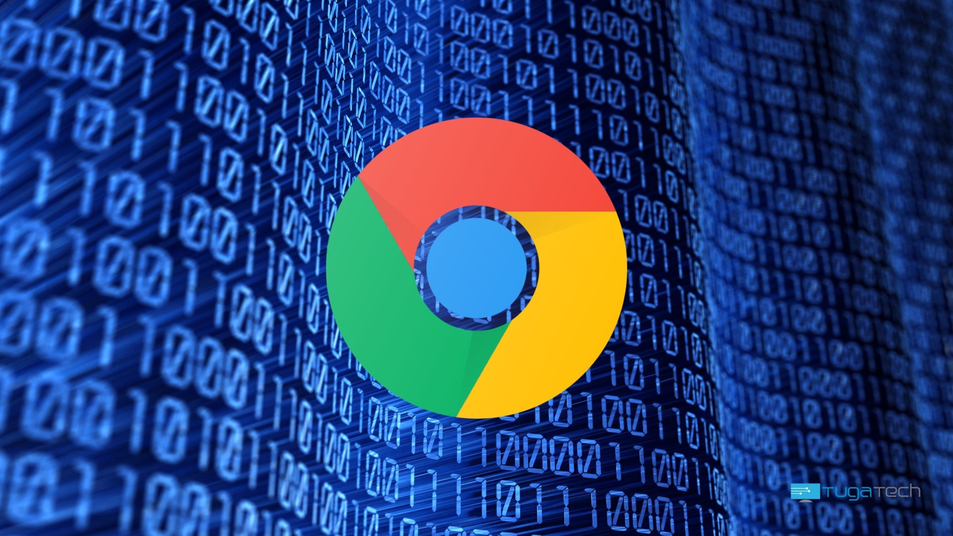 Google Chrome com fundo azul em código