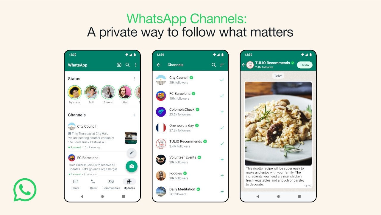 WhatsApp canais na plataforma