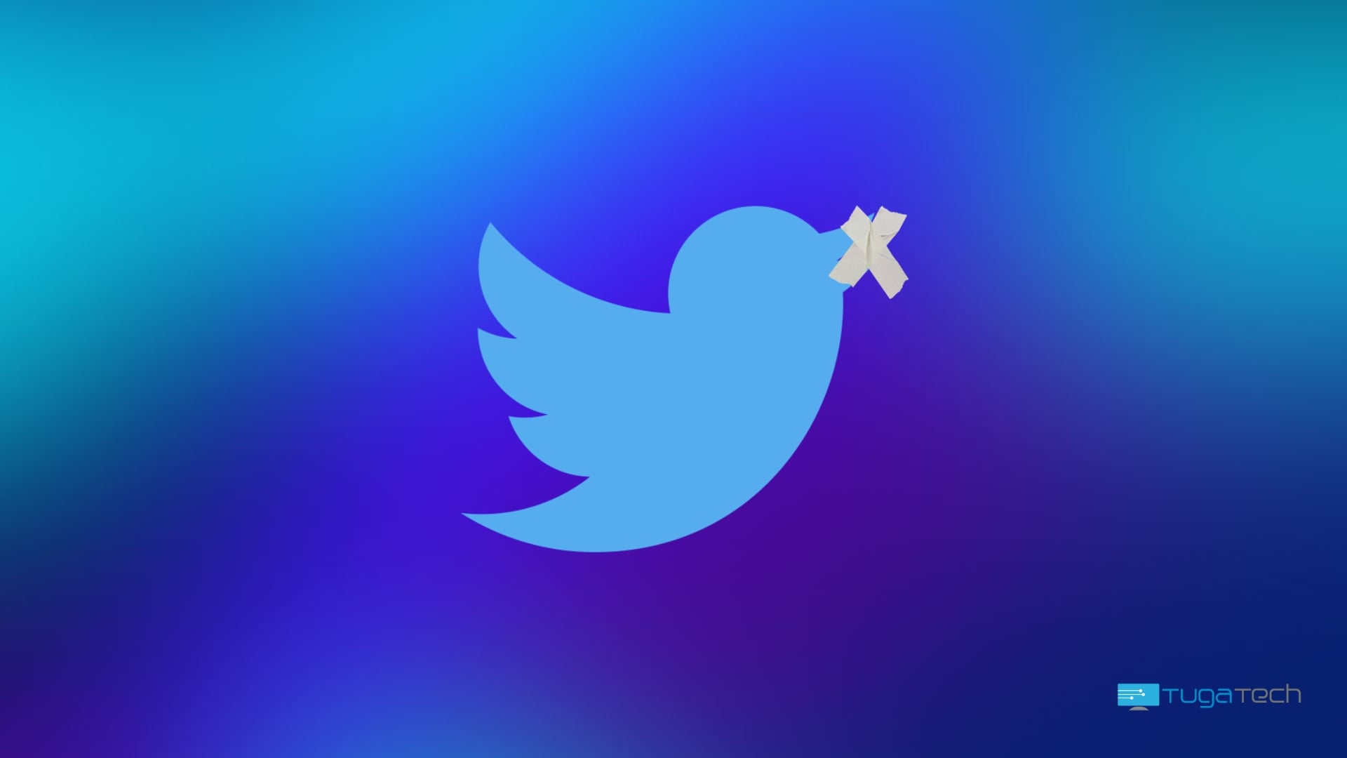 Twitter com cola sobre a boca
