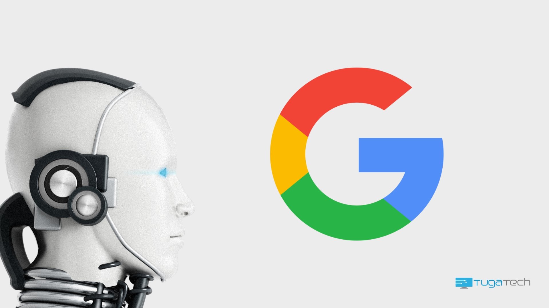 Google com cabeça de robot de IA