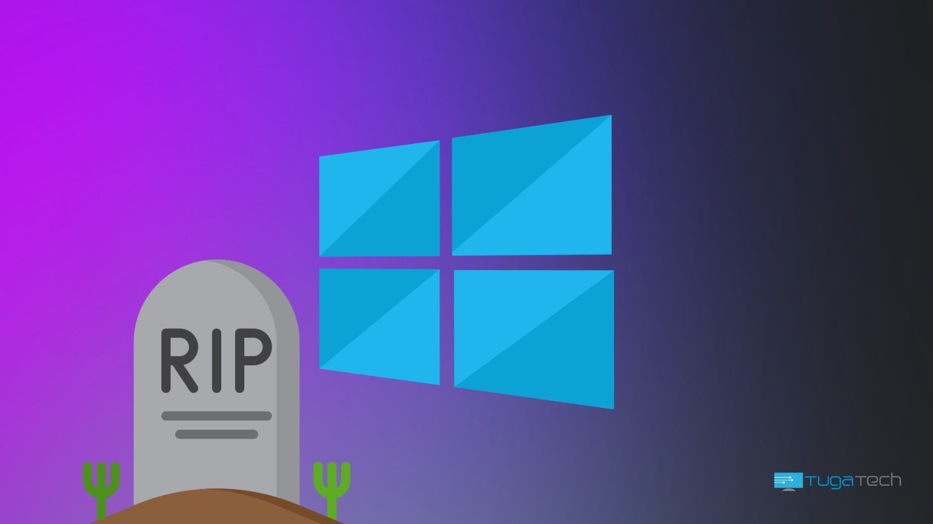 Windows 10 logo com urna RIP