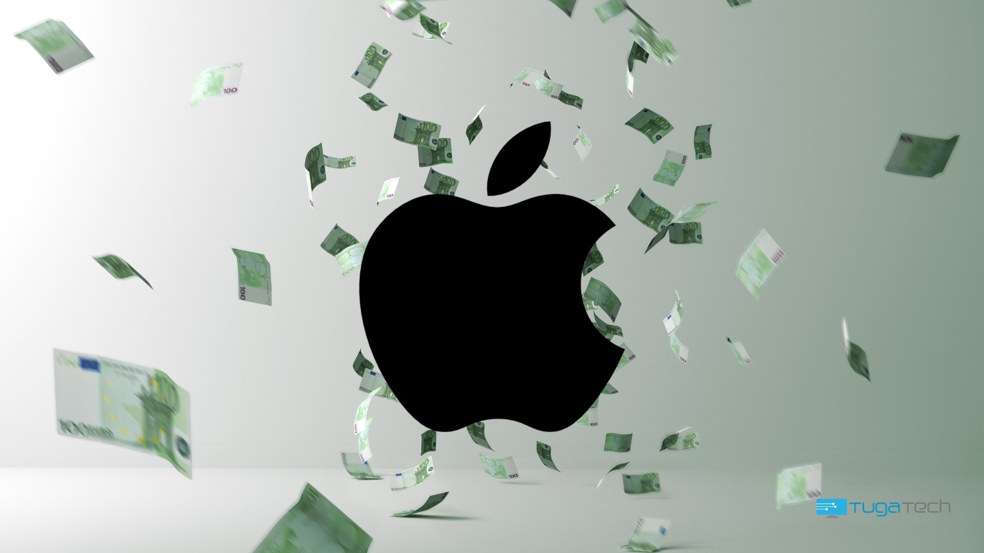 Logo da Apple com fundo em dinheiro