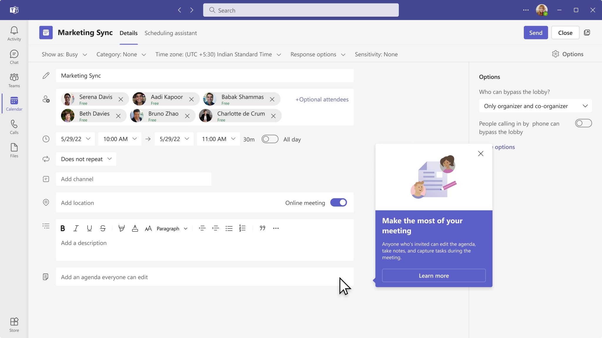 Microsoft Teams com notas colaborativas