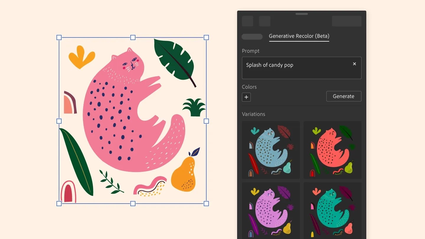 Adobe Illustrator com edição via IA