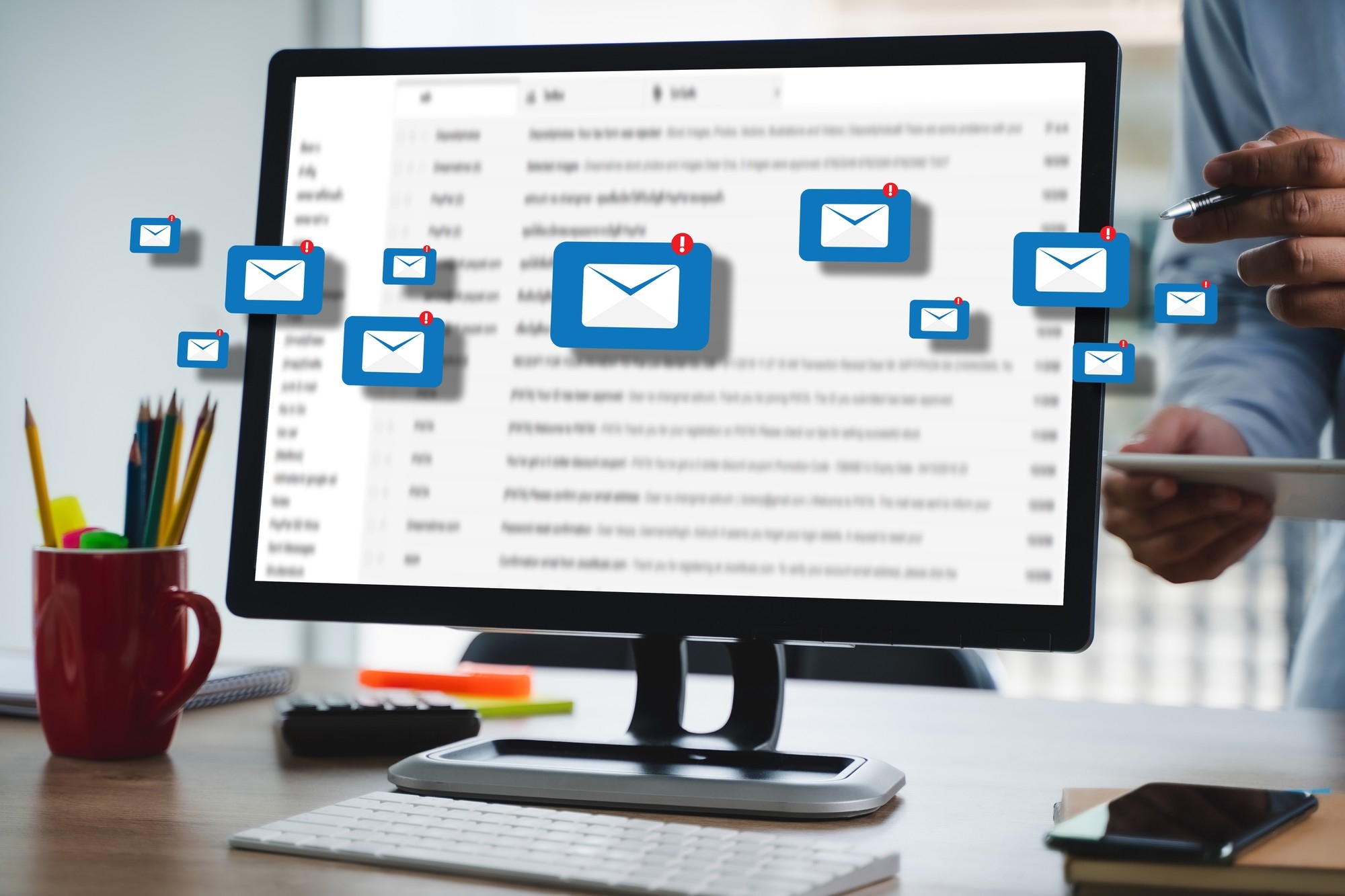 Conta de email em ecrã de computador