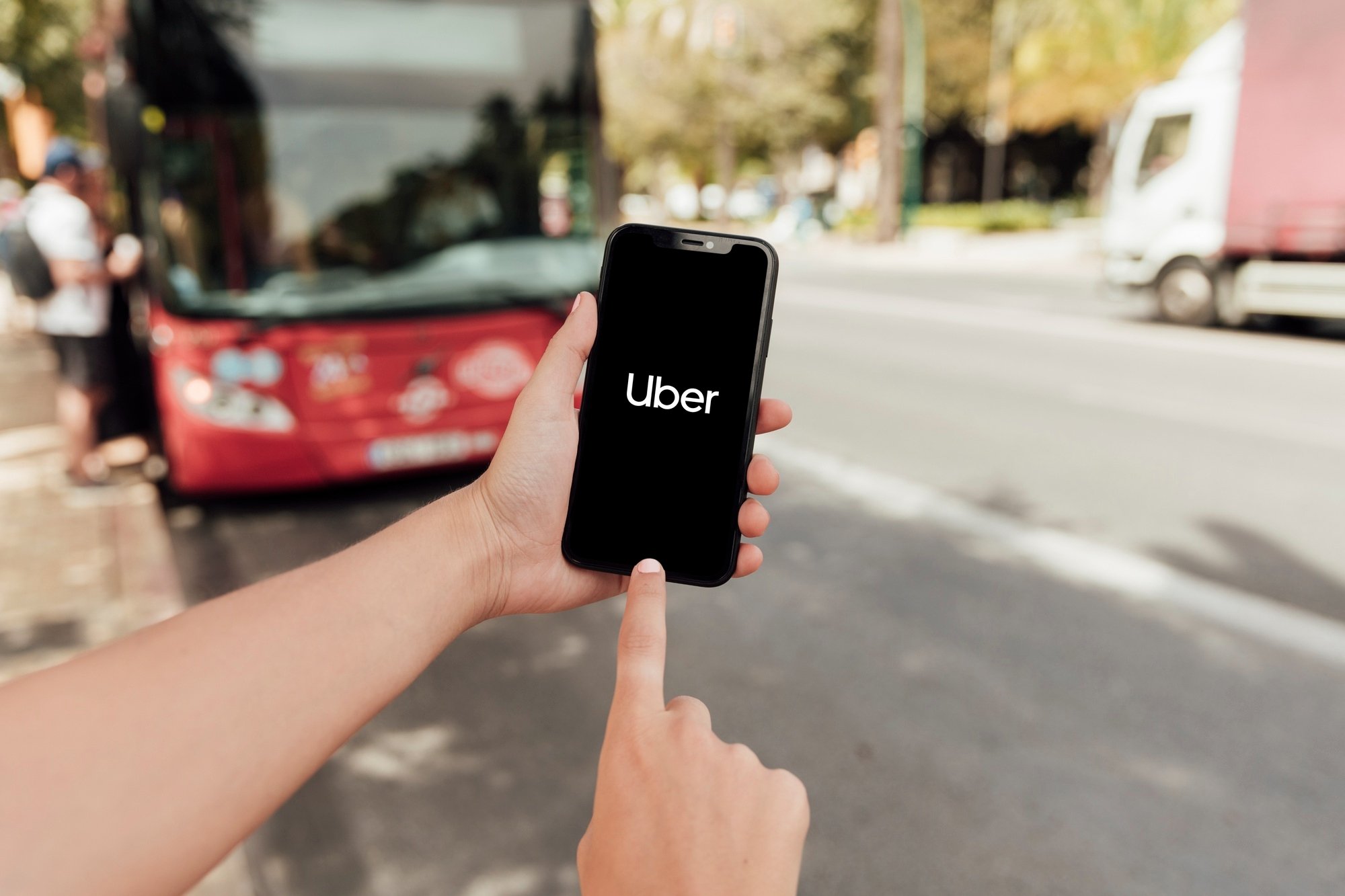 App da Uber em smartphone