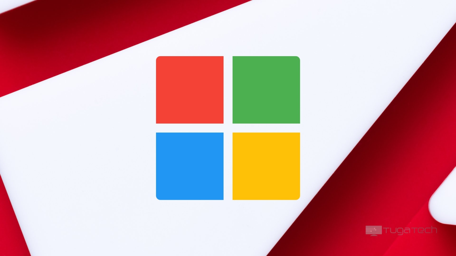 Logo da Microsoft sobre fundo vermelho
