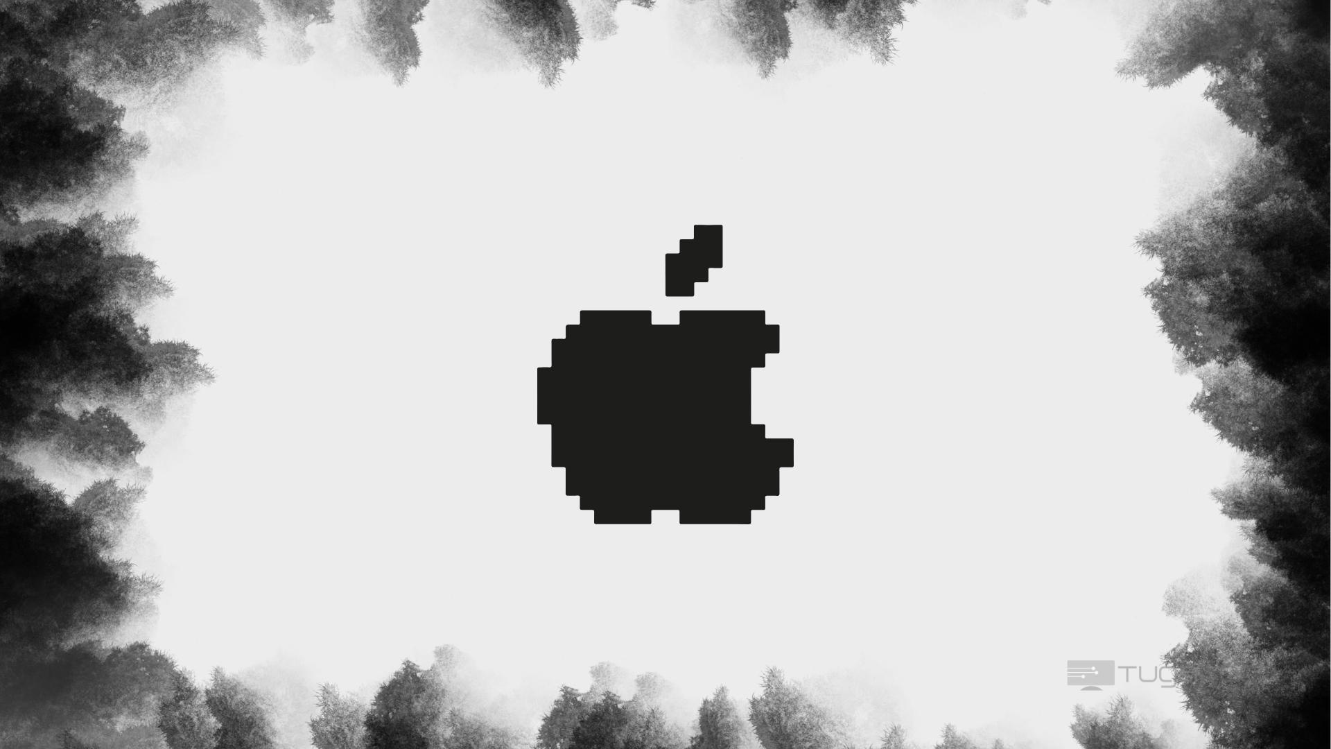 Apple logo da empresa em fundo escuro