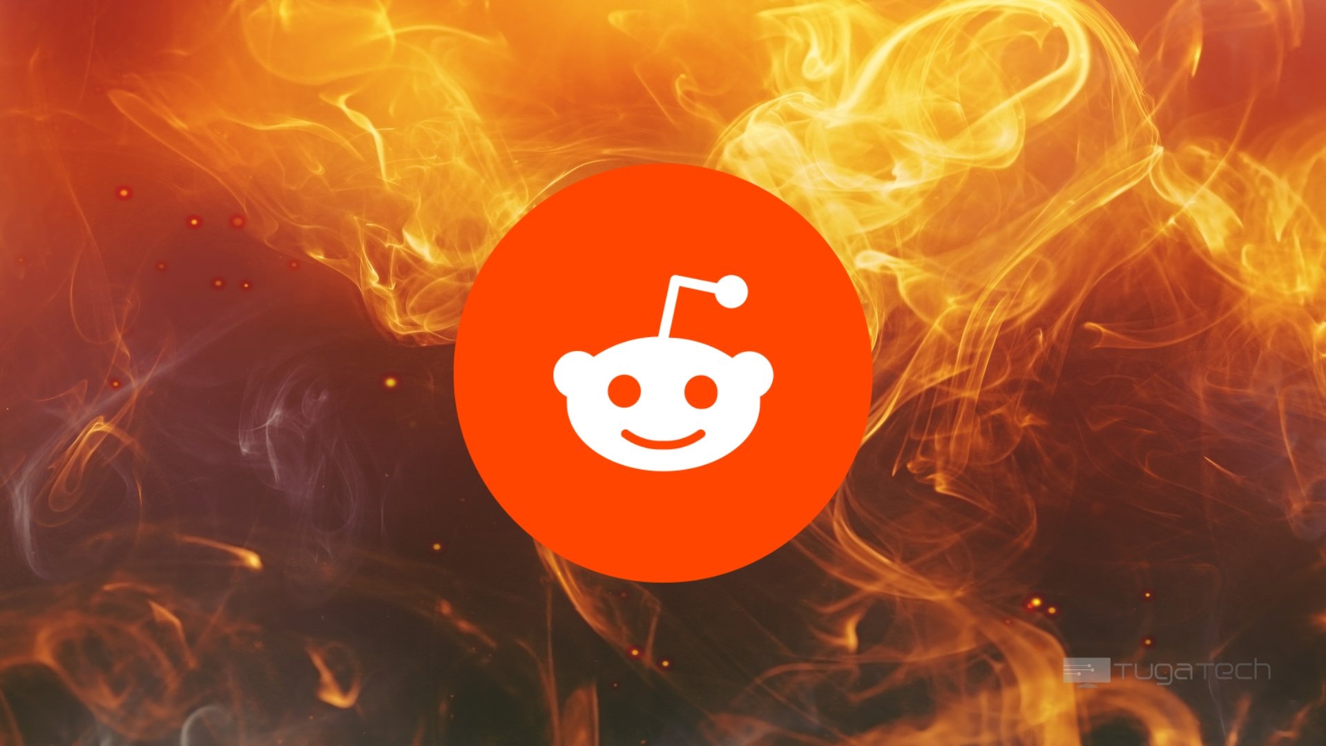 Reddit sobre fundo de fogo