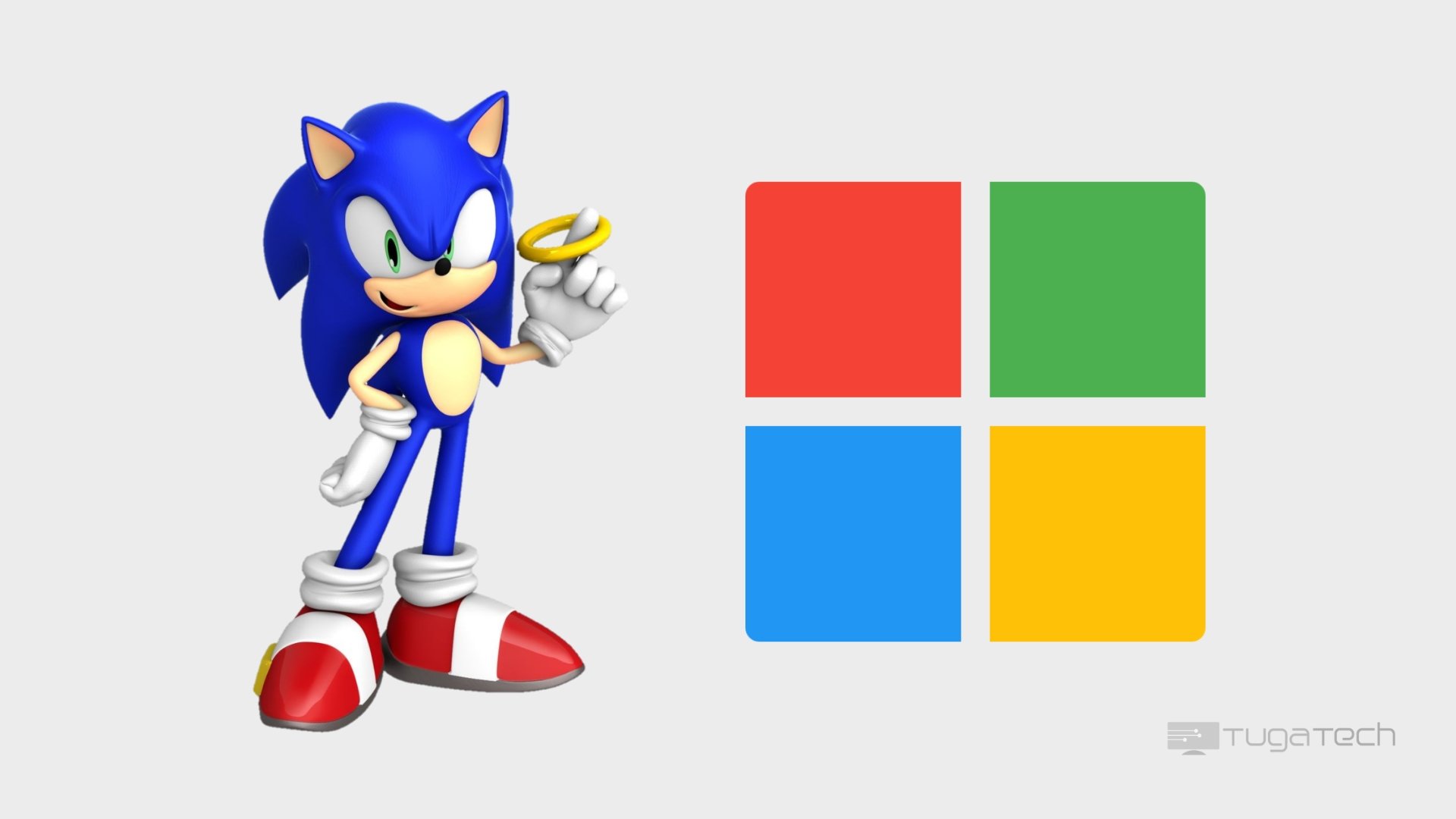 Sonic junto do logo da Microsoft