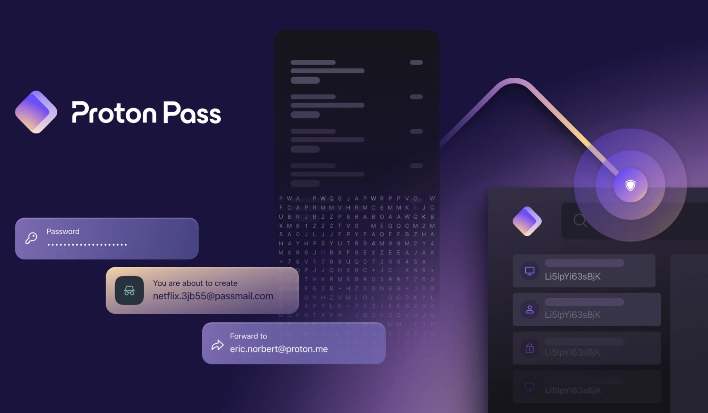Proton Pass logo e banner da plataforma