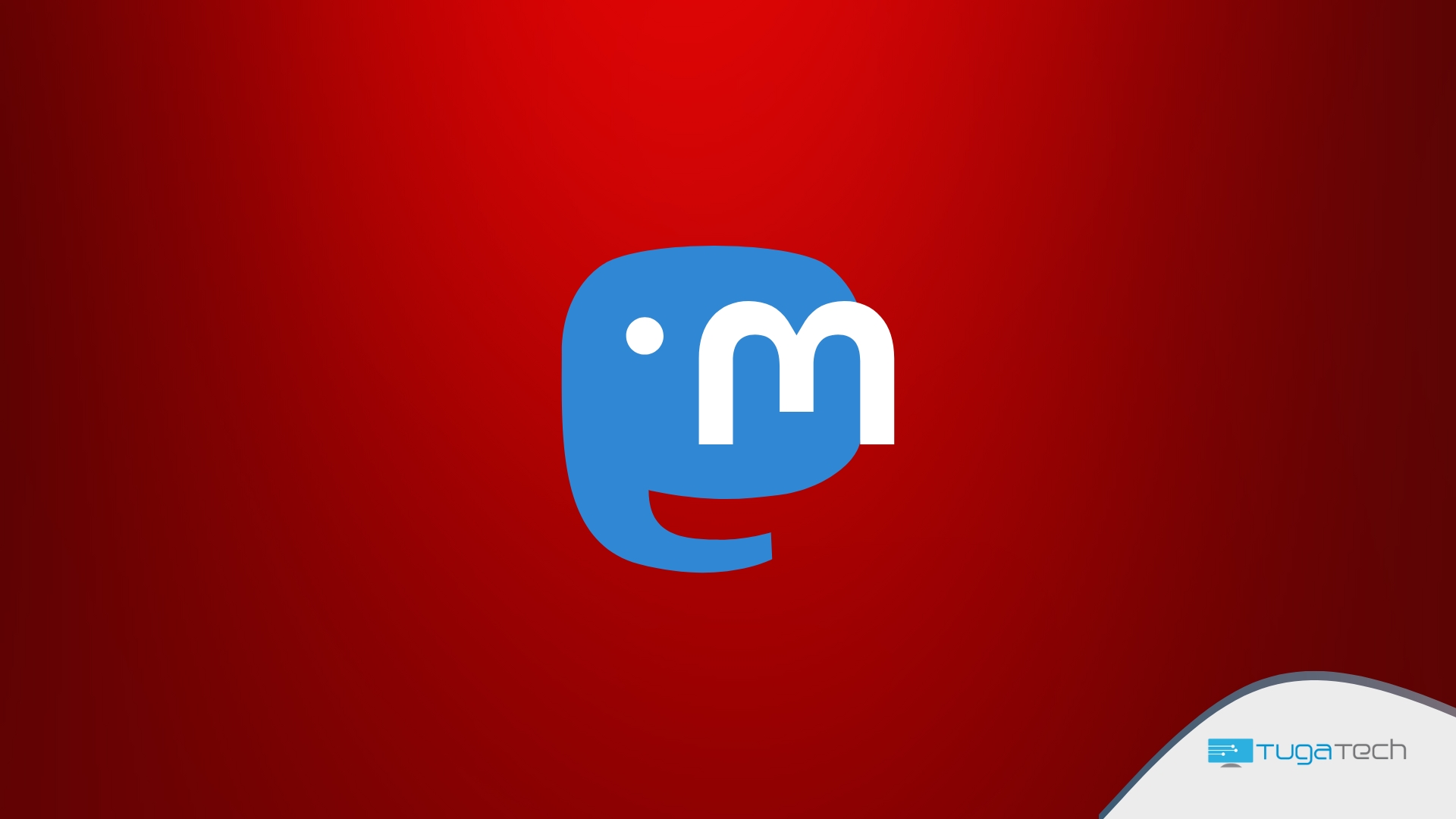 Mastodon logo da plataforma em fundo vermelho