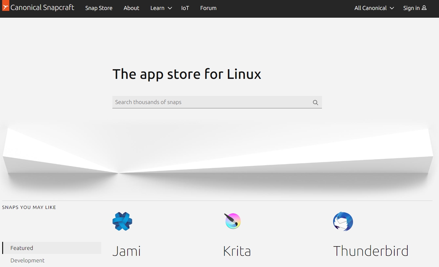 Snapcraft website com novo design