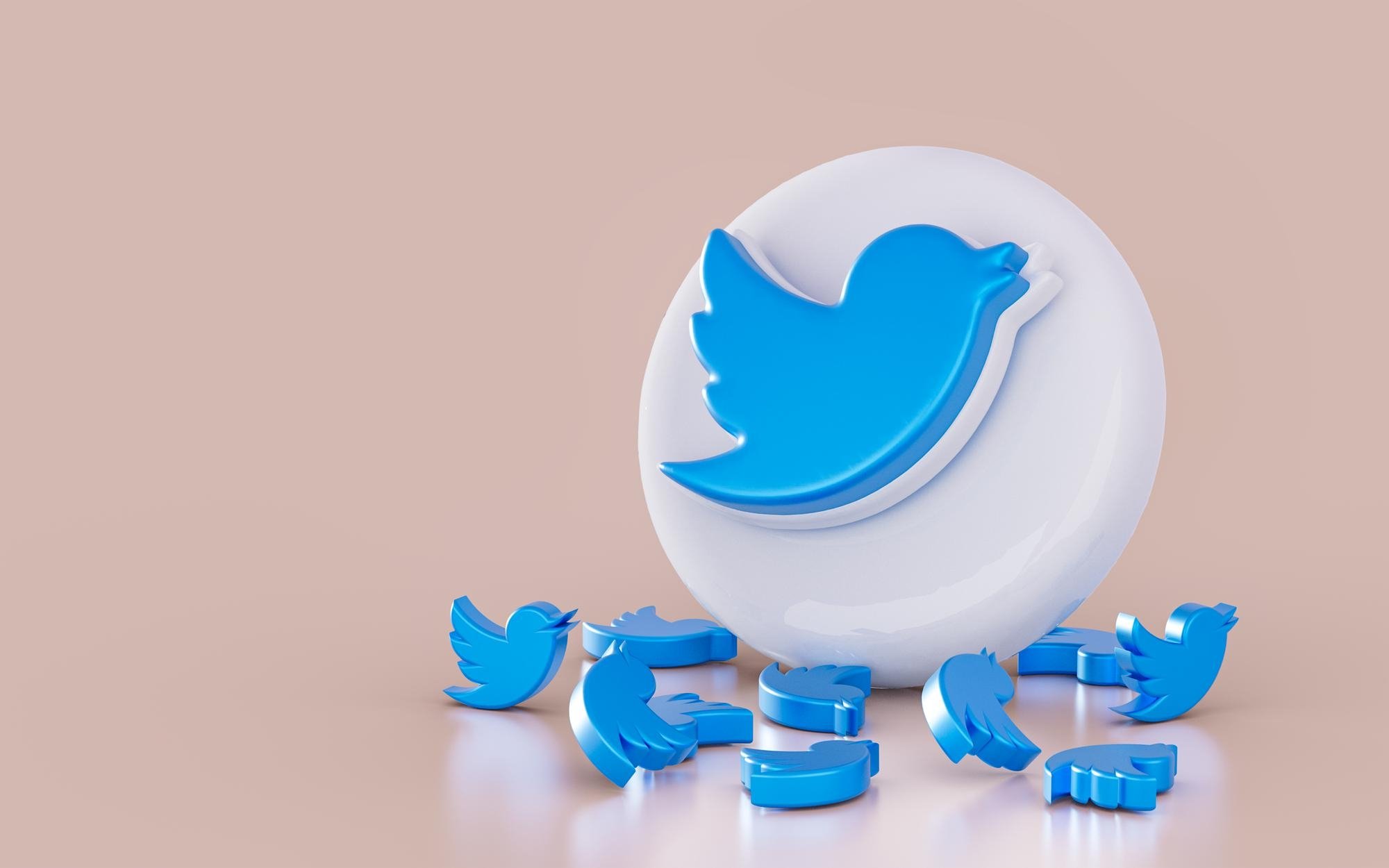 Twitter logo da plataforma em 3D