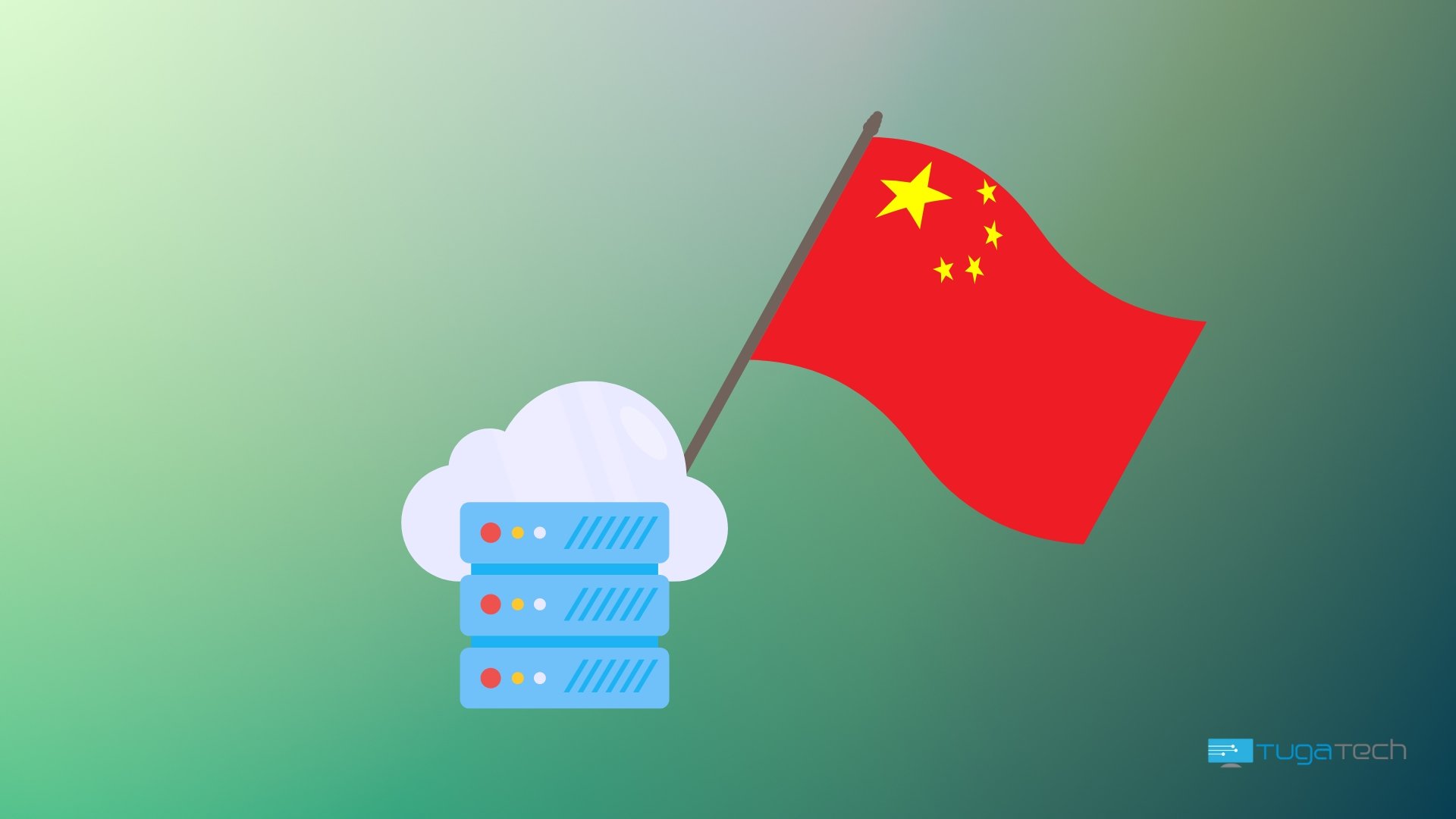 Servidor Cloud com bandeira da China