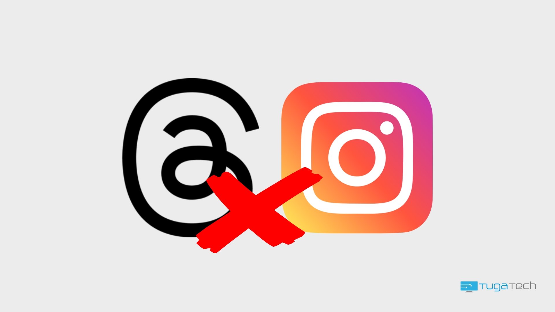 Threads com Instagram e sinal de cancelar