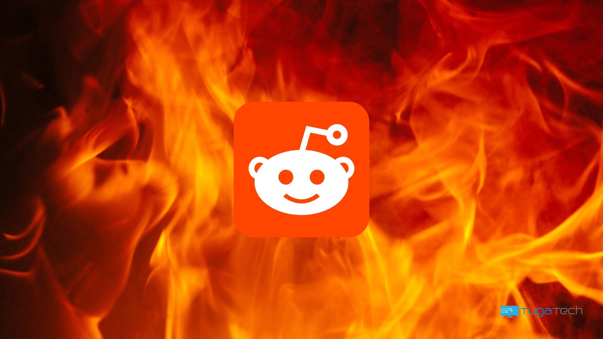Reddit com imagem de fundo em fogo