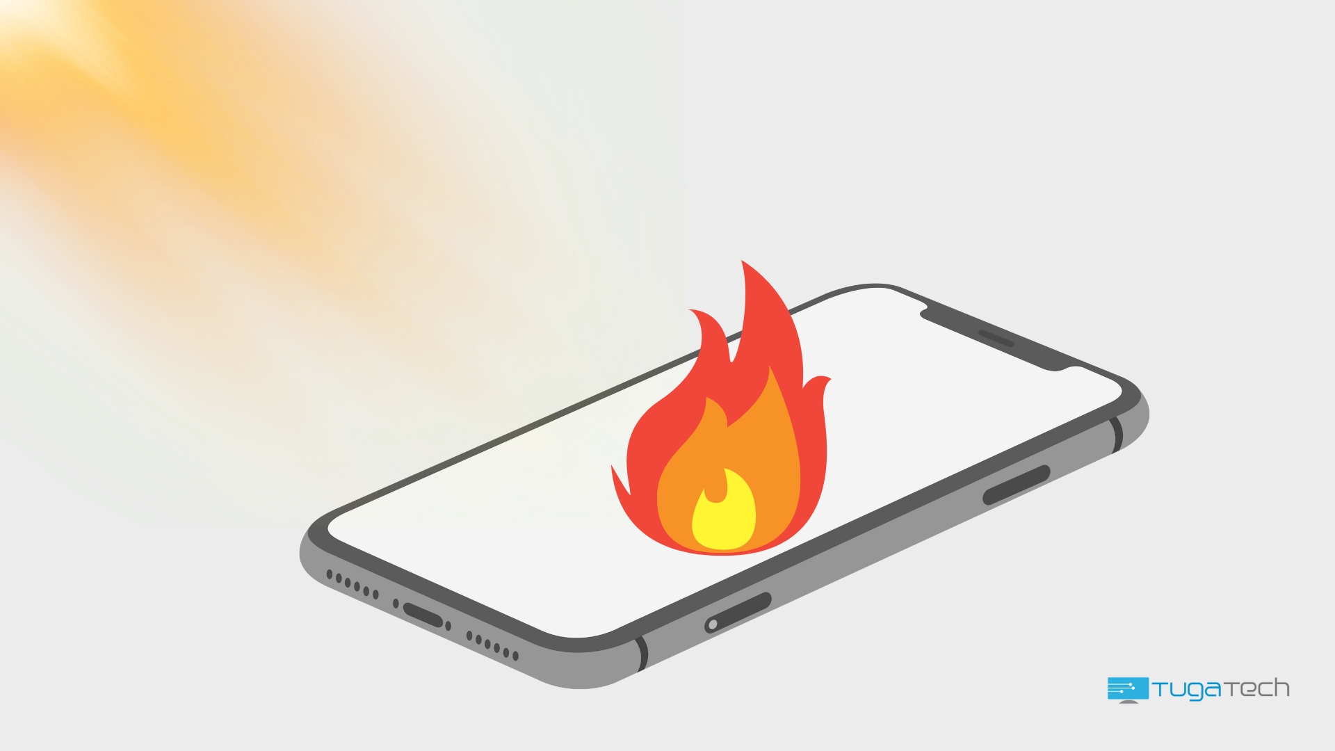 Smartphone em fogo ao sol