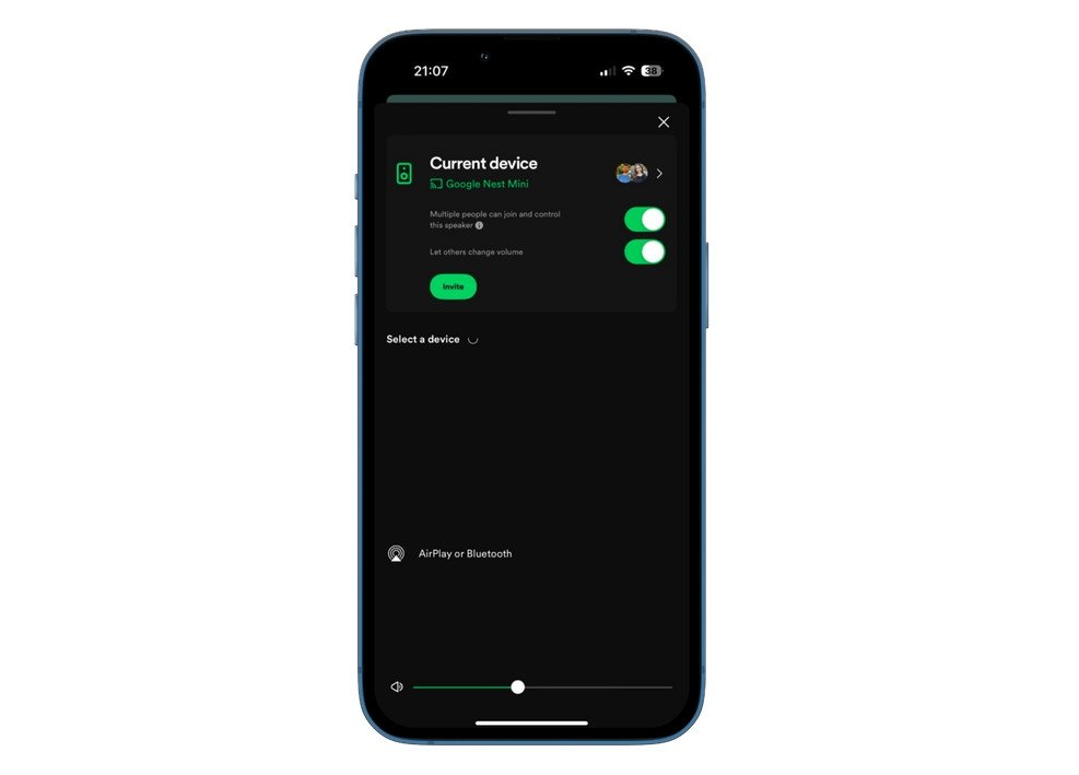 Spotify com controlo de volume individual em sessão de grupo