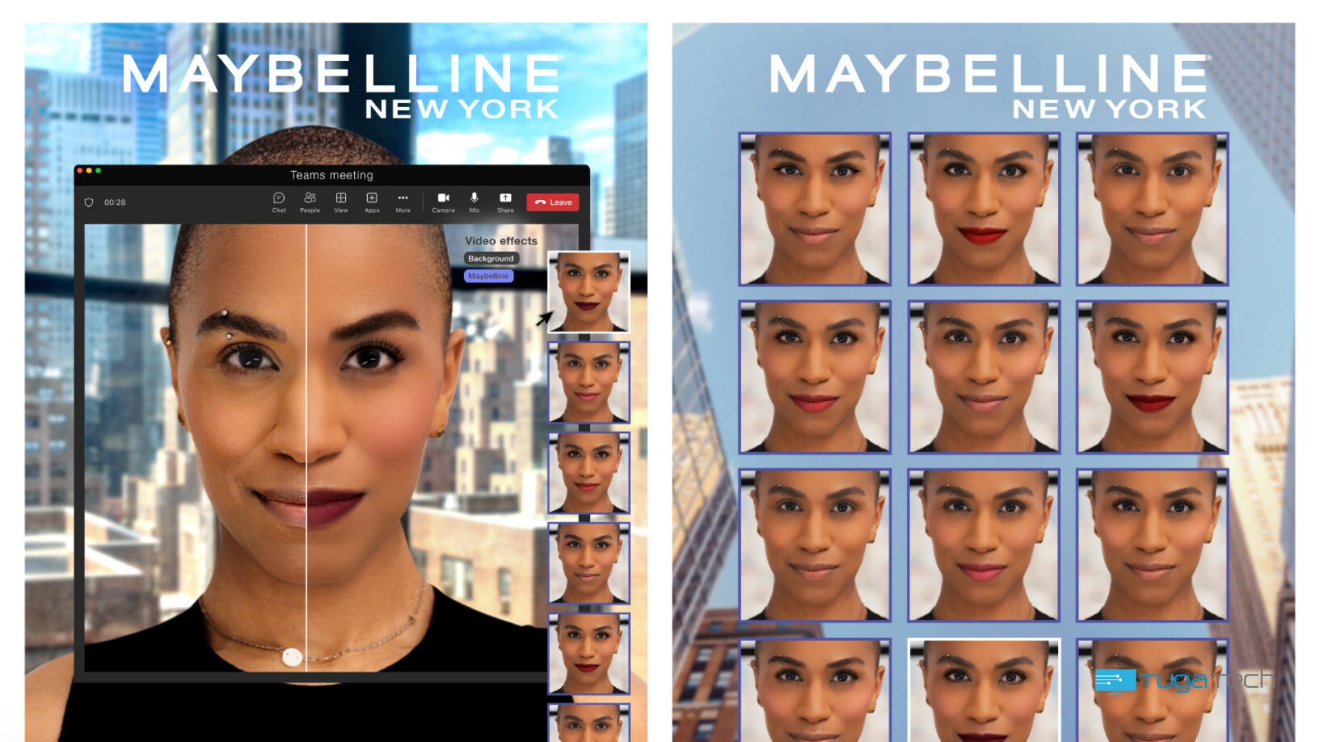 Microsoft Teams com novos filtros de maquilhagem