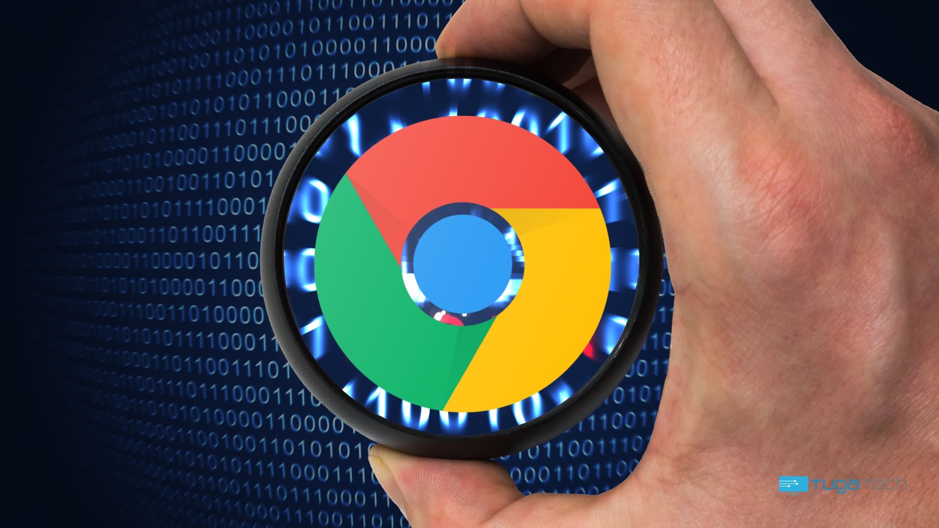 Google Chrome com fundo de código malicioso