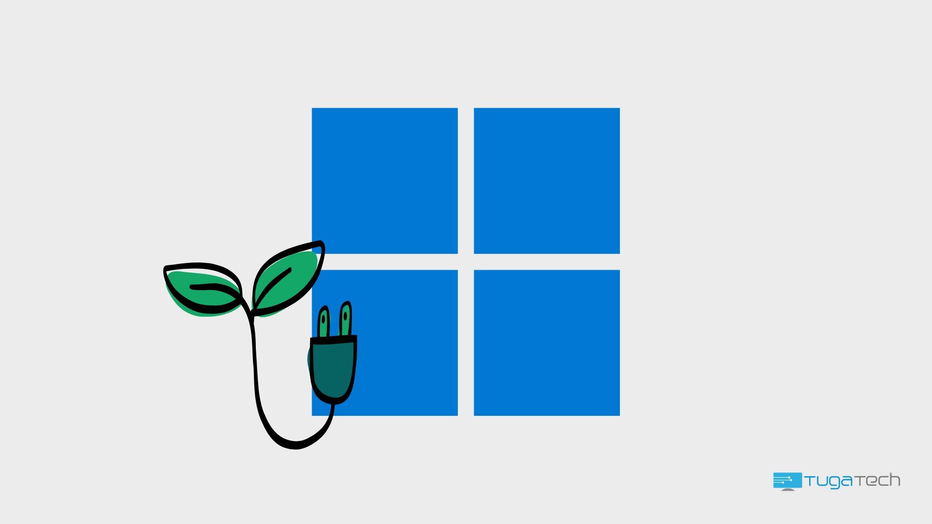 Windows 11 com flor verde de energia