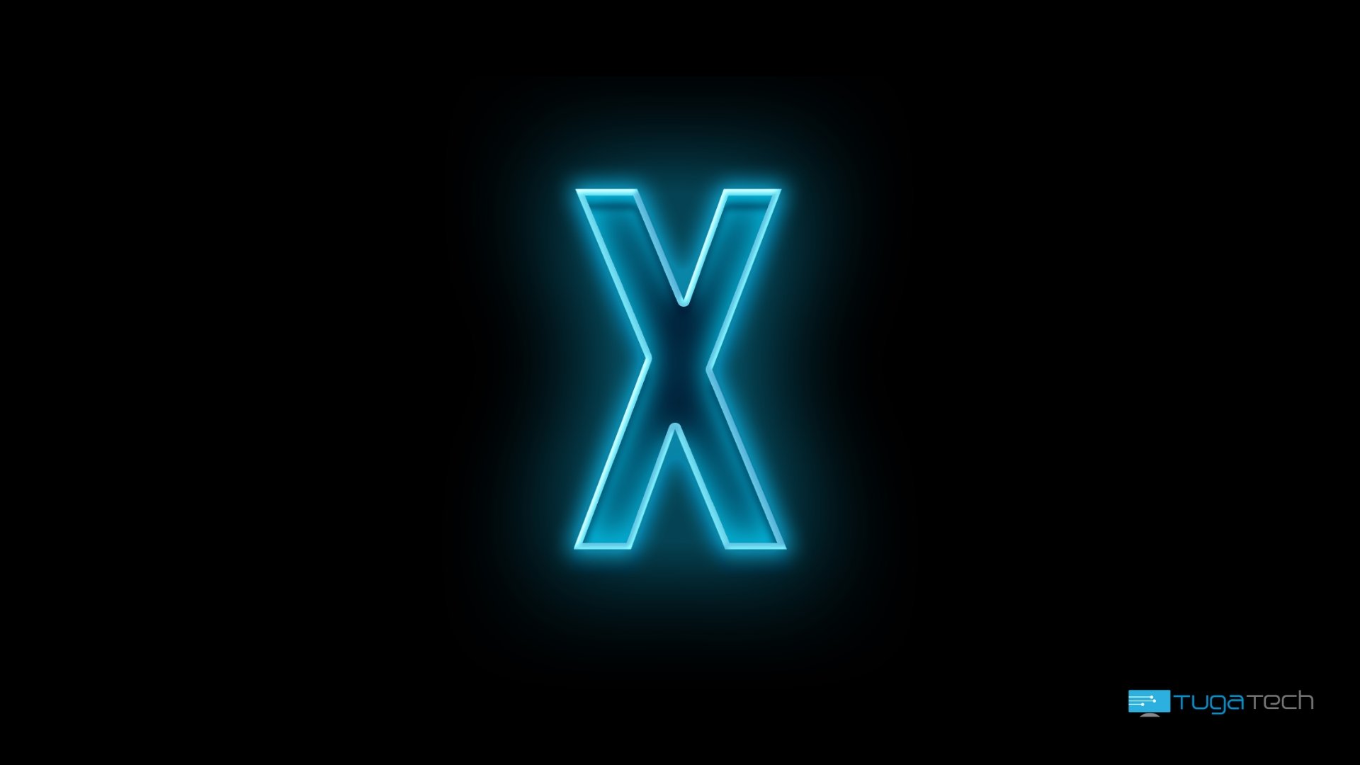 Letra X em azul sobre fundo preto
