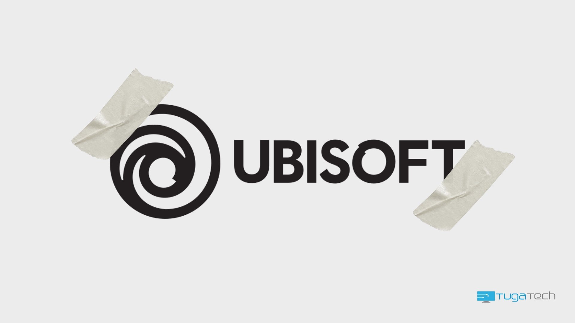Logo da Ubisoft com fita cola