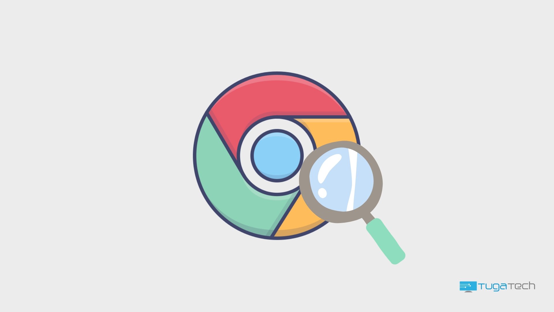 Google Chrome com lupa sob o ícone