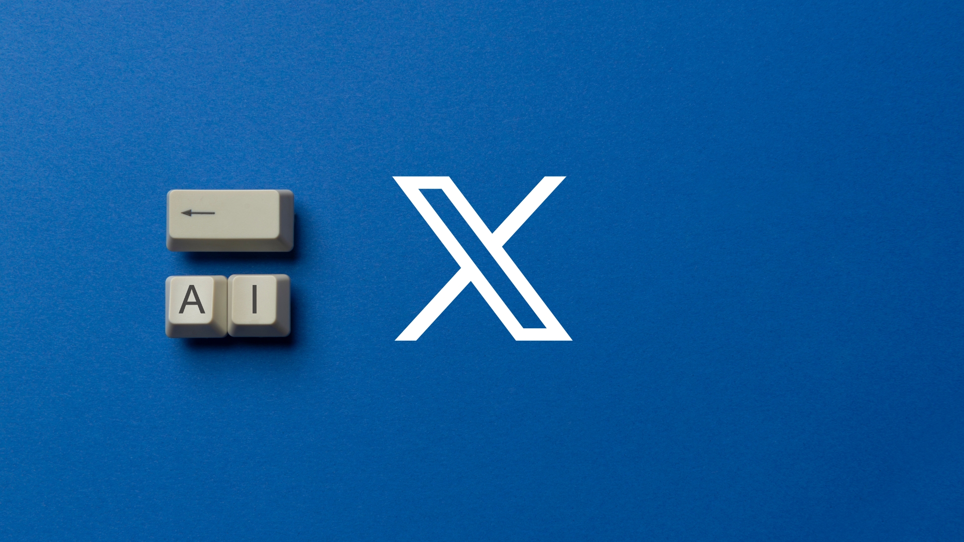 Logo da X com teclas a formarem a palavra AI