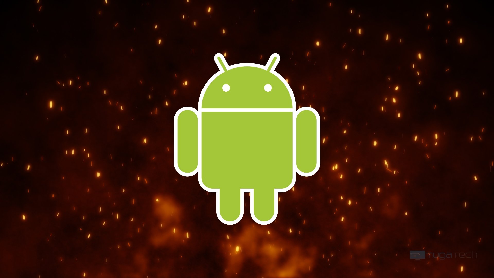 Android com fundo de fogo