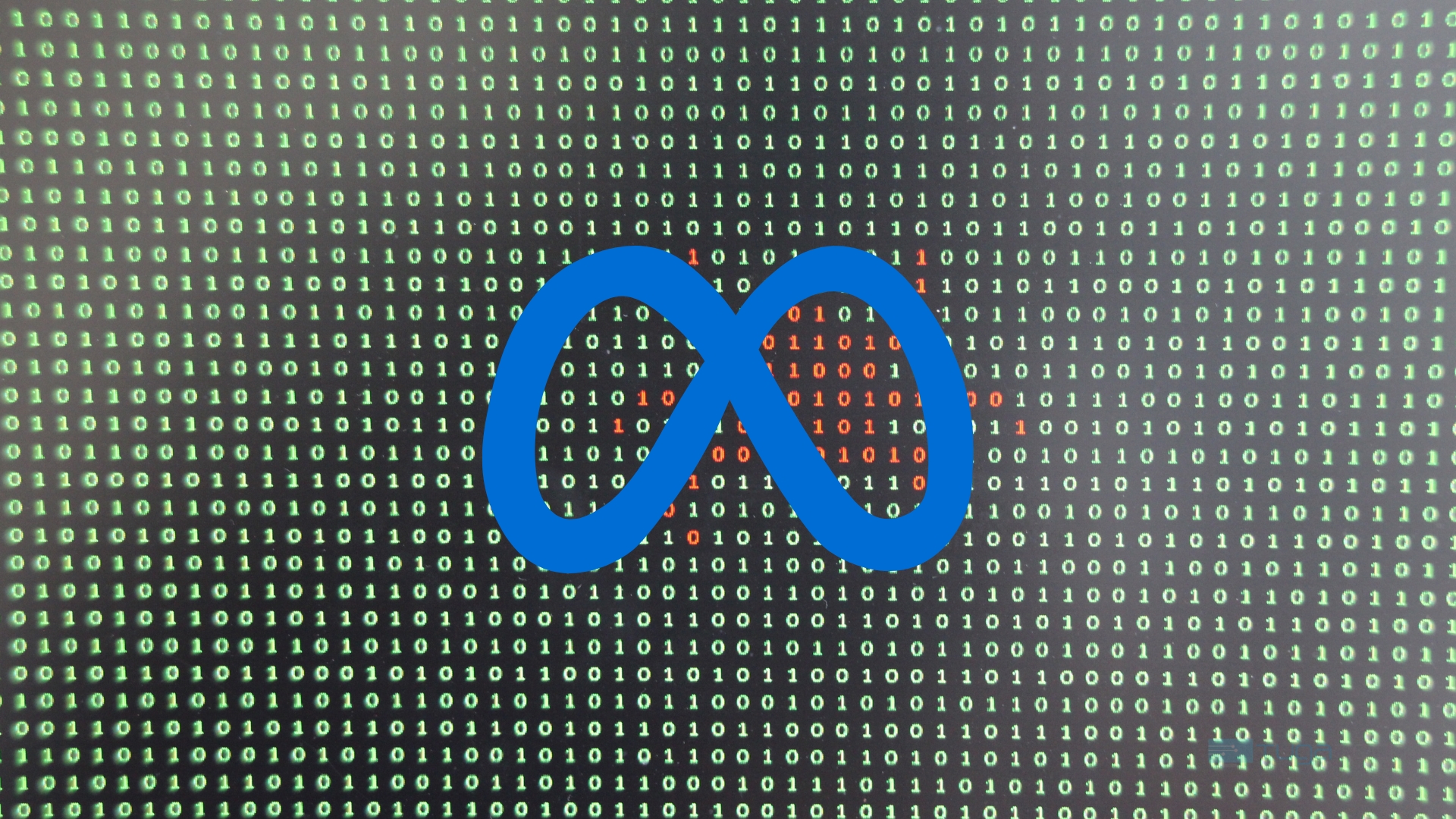 Logo da Meta sobre codigo fonte verde