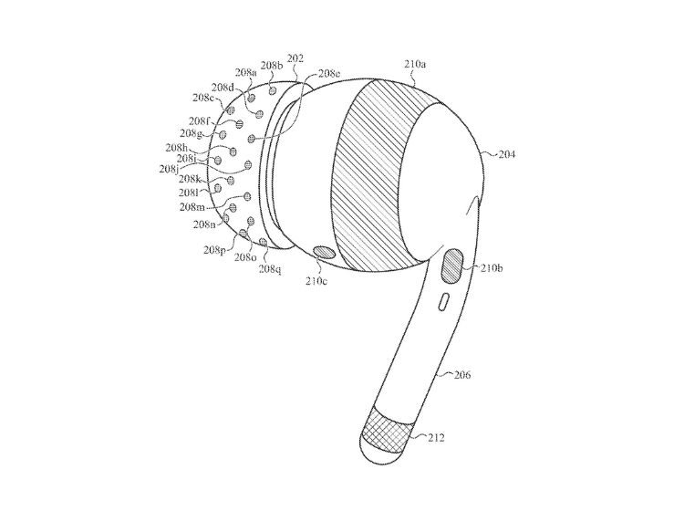imagem da patente dos airpods com sensores biosinais