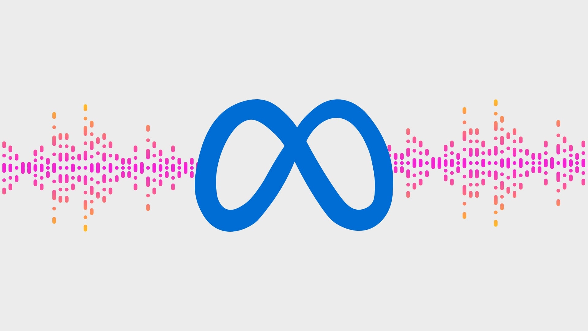 Logo da Meta com fundo de gráficos de som