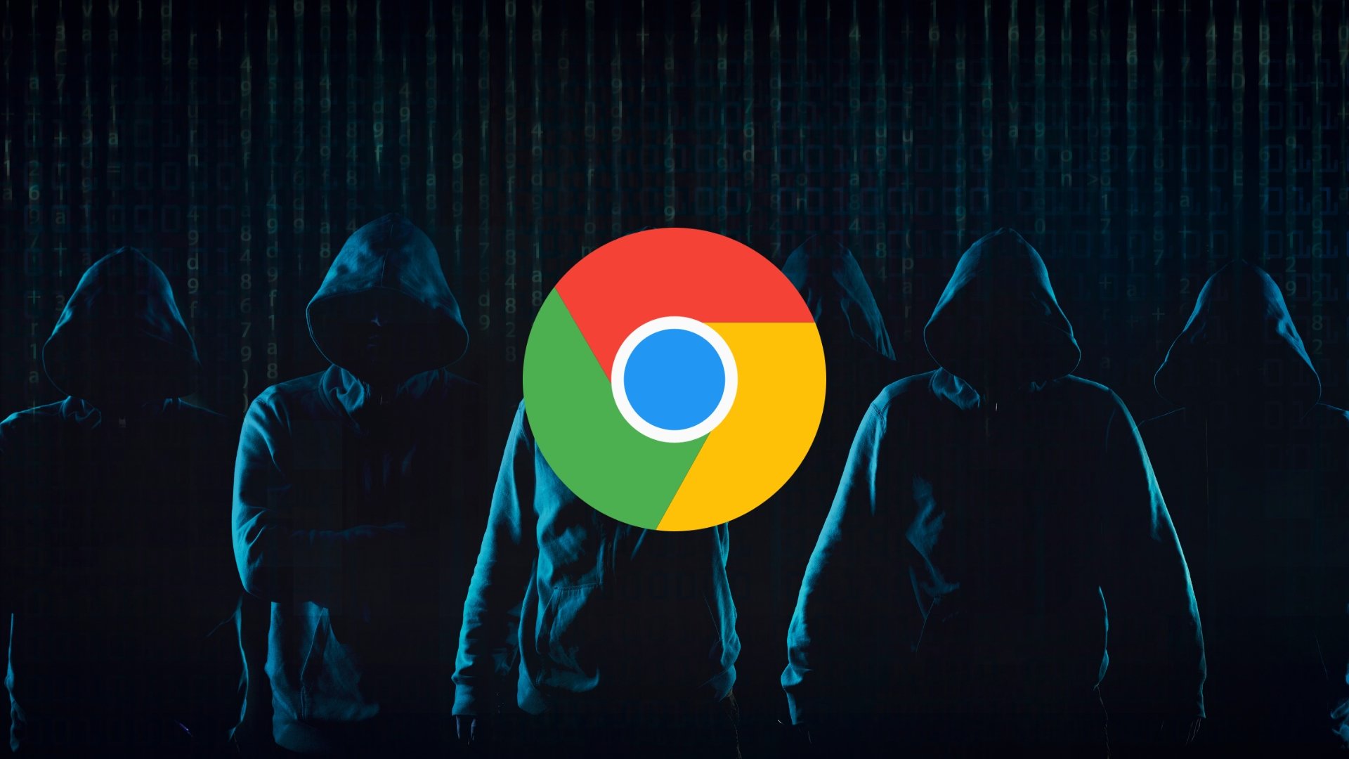 Hackers em fundo com logo do Google Chrome