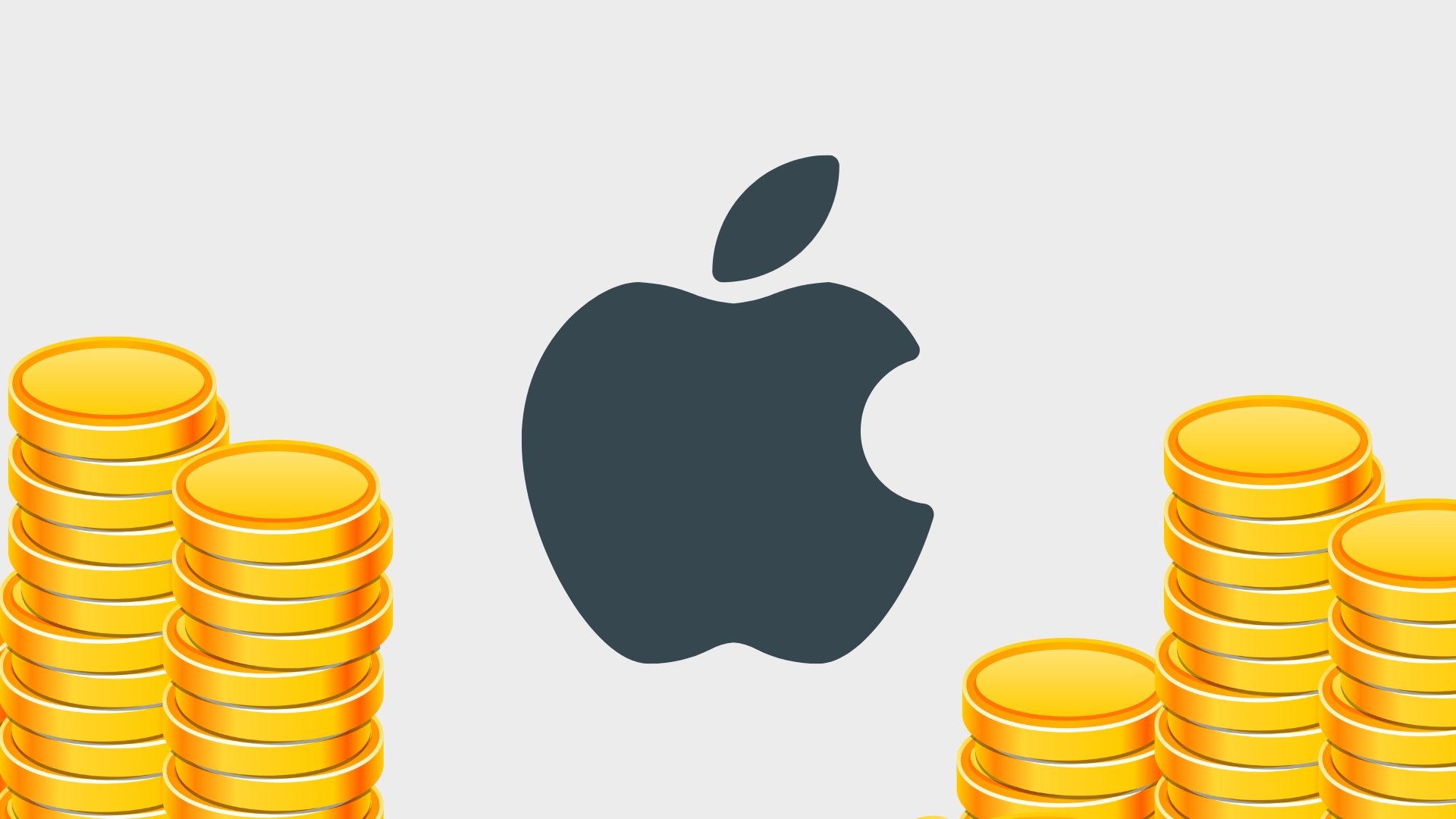 Logo da apple com dinheiro nas laterais