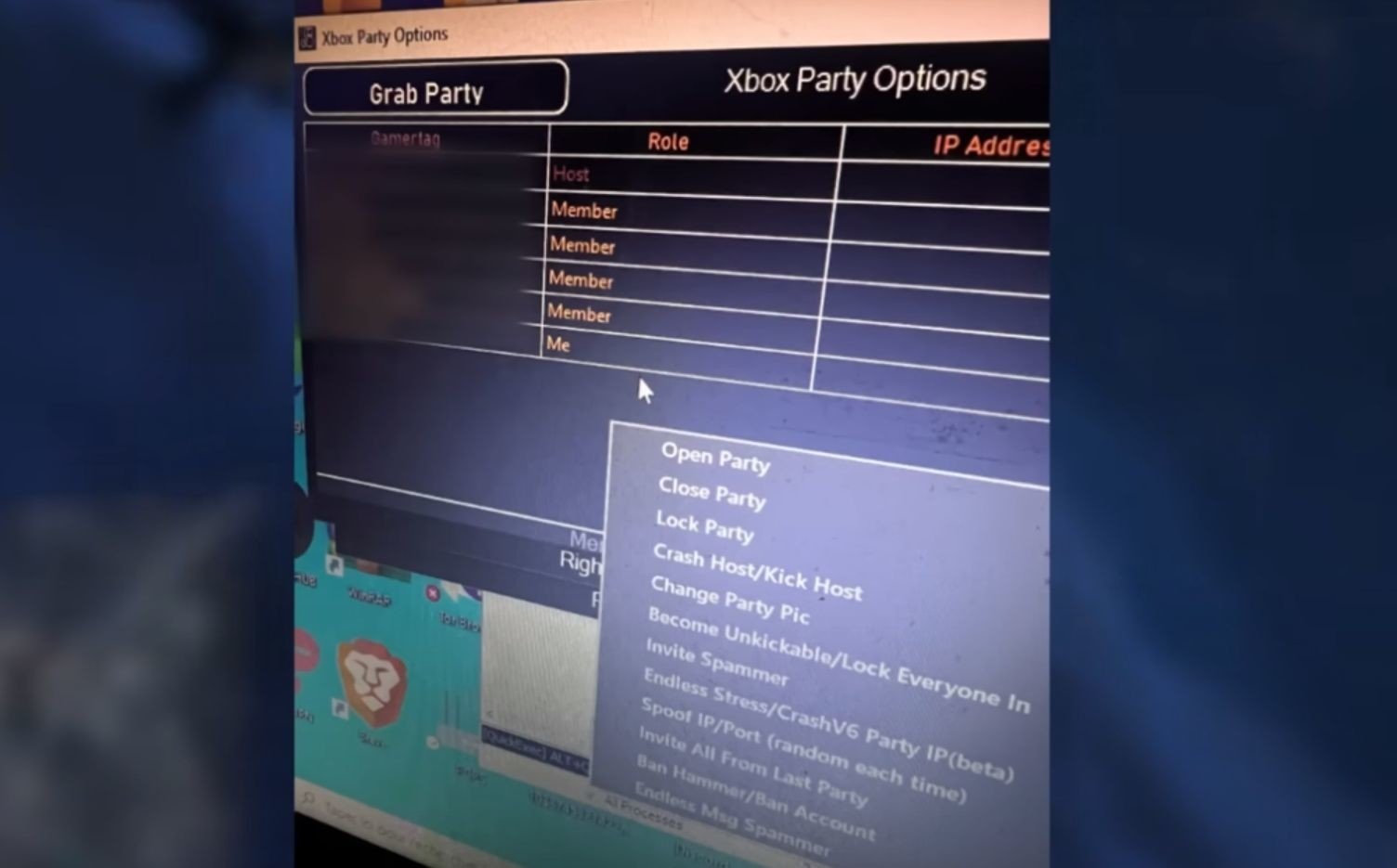 Imagem da suposta aplicação a suspender contas da Xbox
