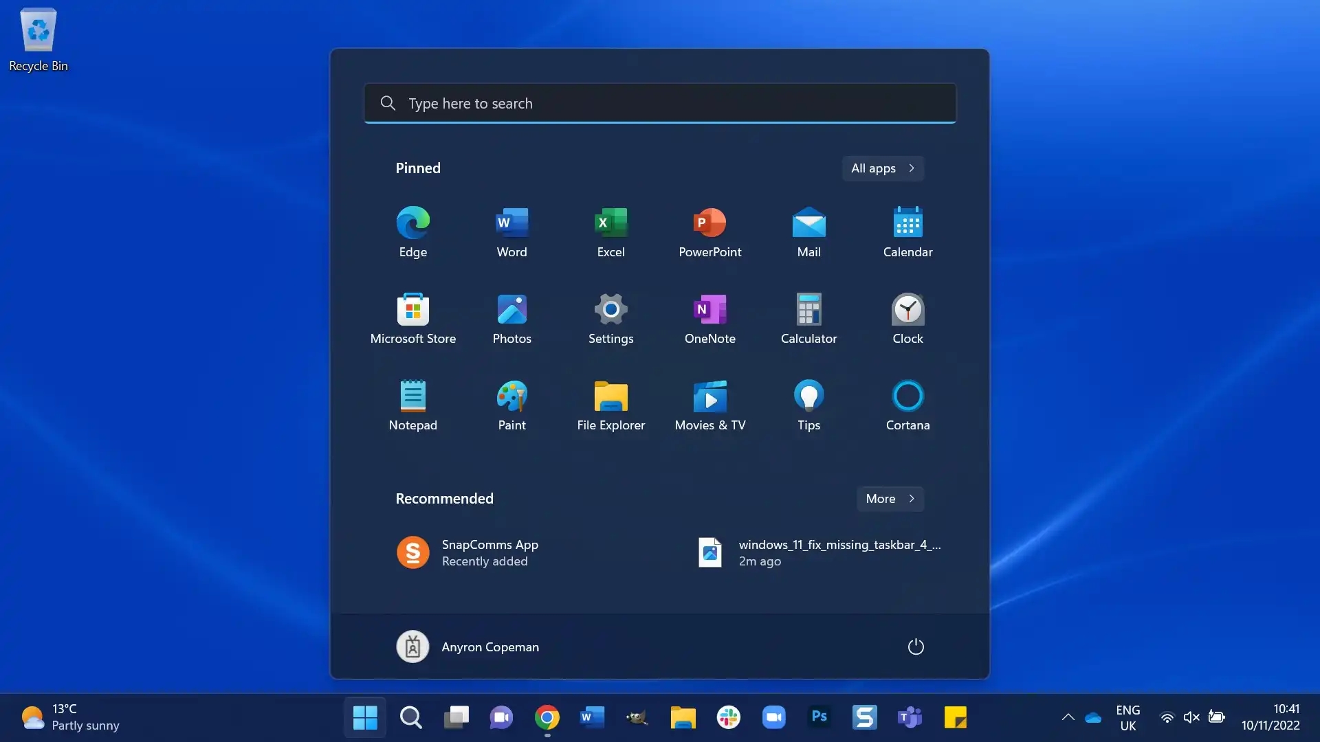 Windows 11 barra de tarefas